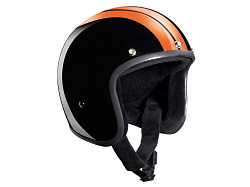 Bandit - Casco semi-integral para moto con visera parasol - Modelo: Race Jet, Hombre, Race Jet, Nero/Arancione, M