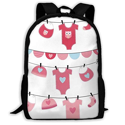 Bandolera,Morral Cotidiano,Messenger Bag,Casual Mochila,Daypacks,Secado De Ropa De Bebé Sombrero Calcetines Servilleta con Figura De Búho Y Corazones Mujeres Y Hombres Mochila Informal Duradera para