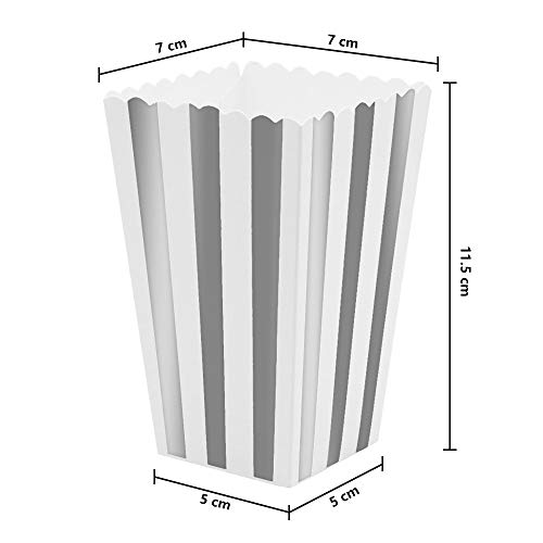 BangShou 60pcs Cajas de Palomitas Cartón Caramelo Contenedor Cine Pequeñas Cajas de Palomitas de Maíz 12 x 7.5cm (Plata)