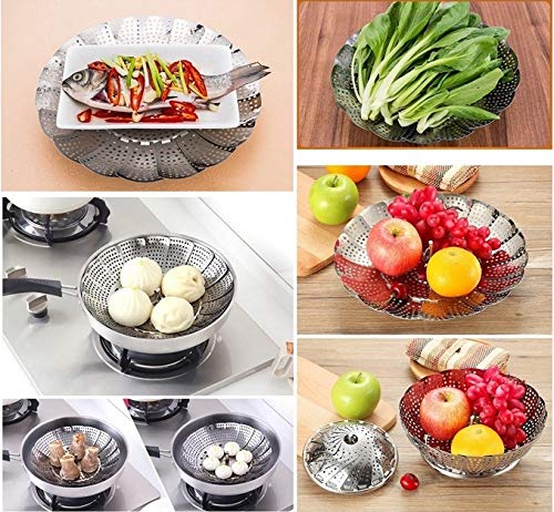 BangShou Vaporera Plegable de Acero Inoxidable, Steamer Cesta Plegable (Nuovo 9'')