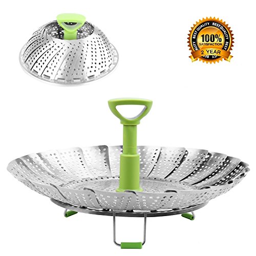 BangShou Vaporera Plegable de Acero Inoxidable, Steamer Cesta Plegable (Nuovo 9'')