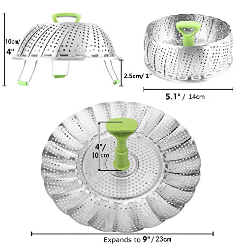 BangShou Vaporera Plegable de Acero Inoxidable, Steamer Cesta Plegable (Nuovo 9'')