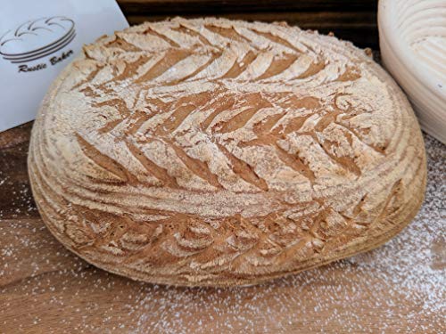 Banneton en Oval del Rustic Baker | Dim: 25*15*8 cm | La cesta para la fermentación de masa de pan | Panera en ratan natural | kit de panadería | lino para pan y raspador blanco incluido