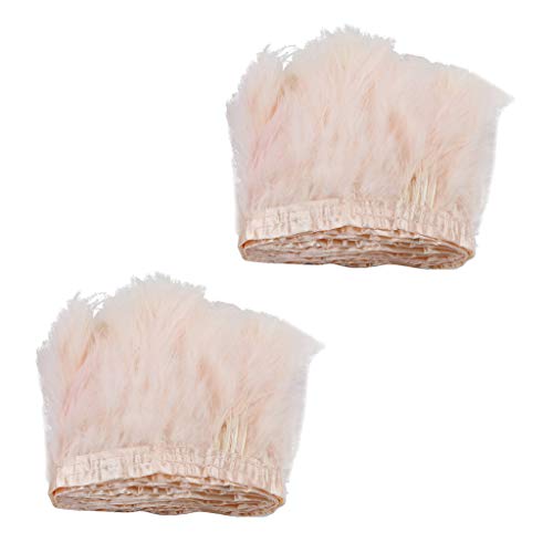 Baoblaze 2X 12-16cm Pavo Marabú Hackle Pluma Franja Adornos Cinta Costura Artesanía2m