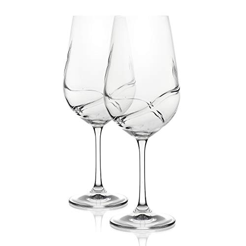 Bar Amigos-Juego de 2 turbulencia Deluxe Bohemia Cristal copas de vino Decanting única, diseño especial de diseño en forma de S para una mejor ventilación, 550ML / 19.3 ounce Bordeaux