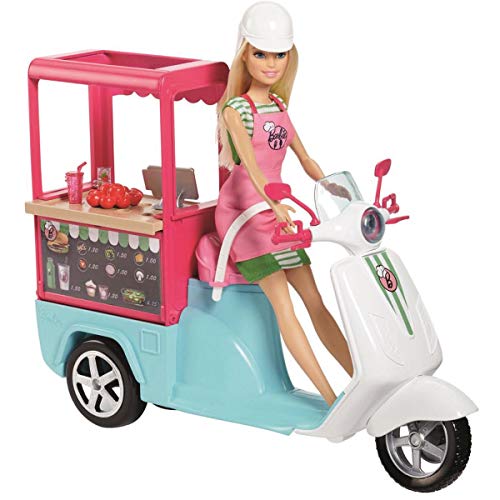 Barbie Restaurante sobre ruedas, moto de muñeca (Mattel FHR08)