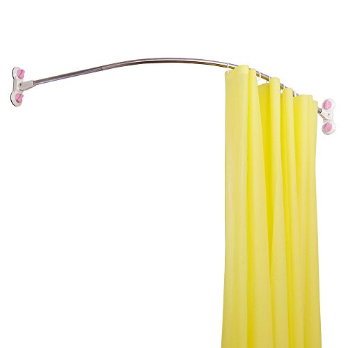 Barra de cortina de ducha curvada con ventosas, de Baoyouni, esquina, de metal, acero inoxidable, crema, Curved, 95.5cm