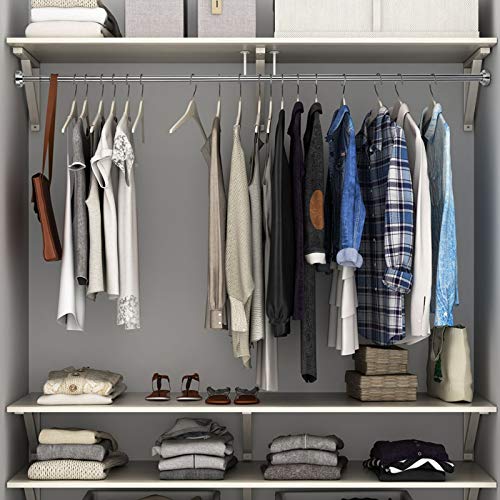 Barra de Cortina de Ducha, SimpleHome Barra Telescópica Extensible Sin Taladrar en Acero Inoxidable, Sin óxido y Antideslizante, para Baño, Cocina, Armario (150-260CM)