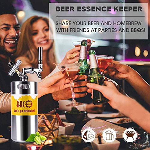 Barril de 2 litros/3,6 litros para cerveza artesanal de Bacoeng con regulador de CO2 actualizado, 3.6L