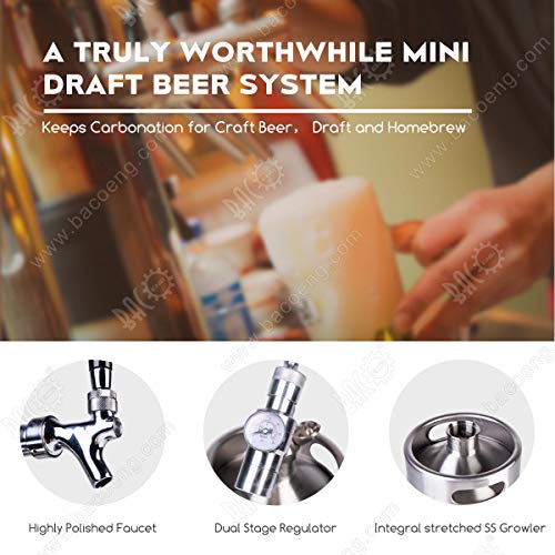 Barril de 2 litros/3,6 litros para cerveza artesanal de Bacoeng con regulador de CO2 actualizado, 3.6L