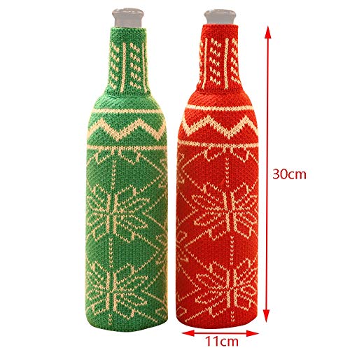 Basage Cubiertas de Botellas de Vino de Navidad Cubierta de Botella de Champán de Punto Decoración de Botella de Vino Decoración de Fiesta de A？o Nuevo Decoración de Mesa