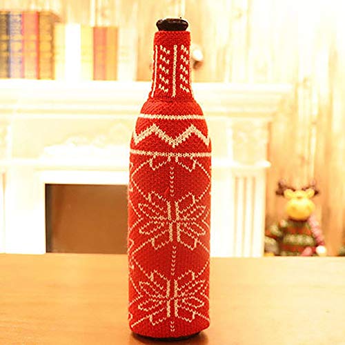 Basage Cubiertas de Botellas de Vino de Navidad Cubierta de Botella de Champán de Punto Decoración de Botella de Vino Decoración de Fiesta de A？o Nuevo Decoración de Mesa