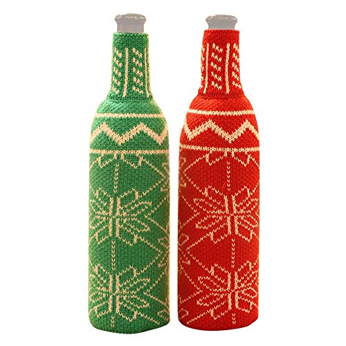 Basage Cubiertas de Botellas de Vino de Navidad Cubierta de Botella de Champán de Punto Decoración de Botella de Vino Decoración de Fiesta de A？o Nuevo Decoración de Mesa