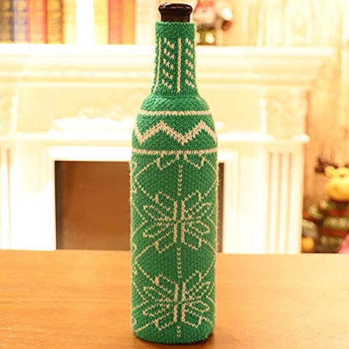 Basage Cubiertas de Botellas de Vino de Navidad Cubierta de Botella de Champán de Punto Decoración de Botella de Vino Decoración de Fiesta de A？o Nuevo Decoración de Mesa