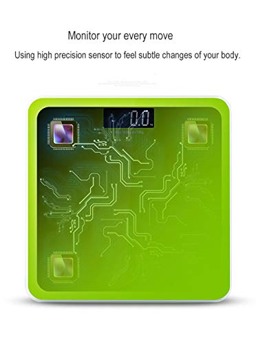 Báscula de baño con balanza digital de cristal templado y pantalla LED de alta definición, 180 kg, color verde