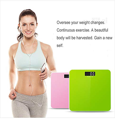 Báscula de baño con balanza digital de cristal templado y pantalla LED de alta definición, 180 kg, color verde