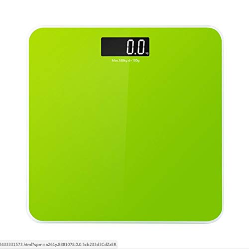 Báscula de baño con balanza digital de cristal templado y pantalla LED de alta definición, 180 kg, color verde