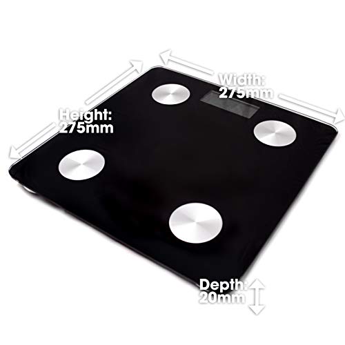 Báscula de baño con Bluetooth, báscula digital para iOS y Android, color negro