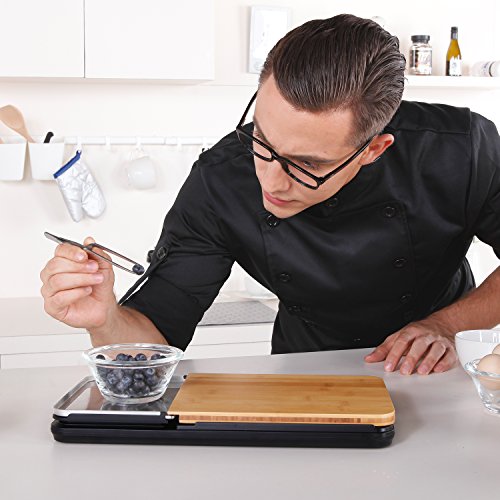 Báscula digital de cocina, báscula de cocina multifunción con USB recargable, báscula de cocina por Nutri Fit, portátil y función de tara para hornear y cocinar 11 lb (brown)