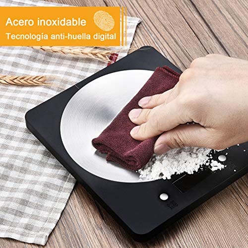 Báscula Digital de Cocina, Diyife11lb / 5kg Báscula electrónica de cocción de Alimentos con Pantalla LCD Báscula de pesaje de Plataforma de Acero Inoxidable Báscula para Hornear y cocinar
