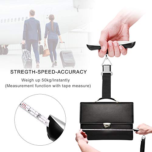 Báscula Digital para Equipaje, Buluri Bascula Maletas Báscula Electrónica Portátil para Maletas Equipaje LCD Balanza Báscula 110 lb/50 kg con Función de Tara Balanza Báscula Dinamometro Equipaje