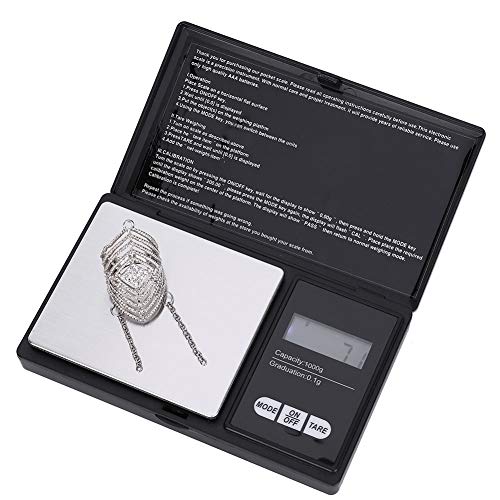 Báscula Digital Portátil Para Joyería, Balanza de Bolsillo Con Pantalla LED de Precisión de 0.1g/0.01g Para Pesaje de Oro, Plata, Diamante, Piedras Preciosas, Grano(1000g / 0.1g)