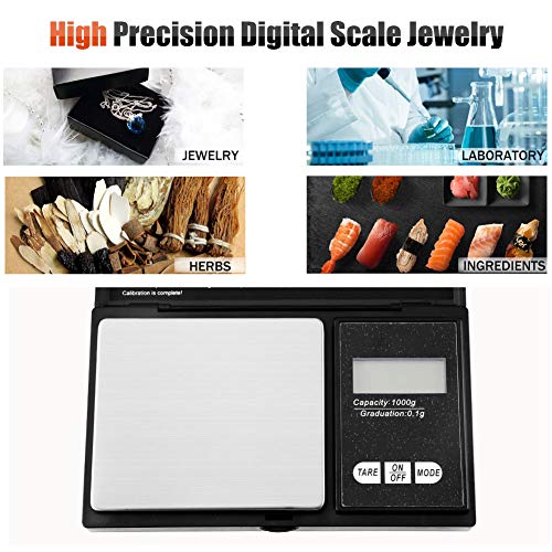 Báscula Digital Portátil Para Joyería, Balanza de Bolsillo Con Pantalla LED de Precisión de 0.1g/0.01g Para Pesaje de Oro, Plata, Diamante, Piedras Preciosas, Grano(1000g / 0.1g)