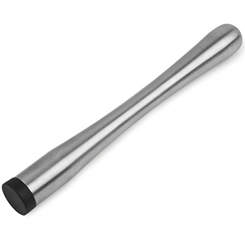 Base plana mano de mortero de acero inoxidable | Drinkstuff @ de mano de mortero y marrón | Metal funda de plástico para el Head mano de mortero para cócteles