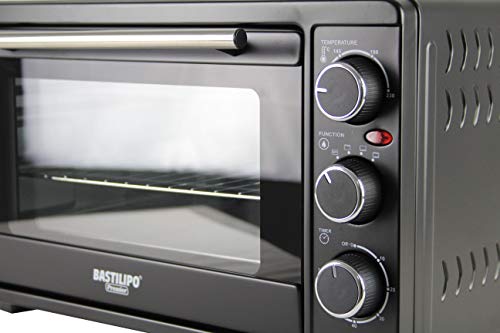 Bastilipo Roma Black-Horno de sobremesa, Acero Inoxidable, Negro, 23 Litros