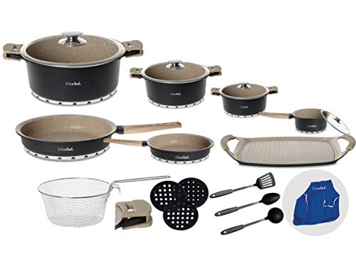 Bateria de Cocina 23 Piezas ErikaChef - Granito Natural Deluxe