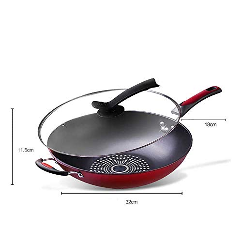 Batería de Cocina Juego de Utensilios, Doble Revestimiento Antiadherente de Cocina ollas y Pan Set Profesional for el hogar Restaurante Juegos de Sartenes y Ollas (Color : Red, Size : Free Size)