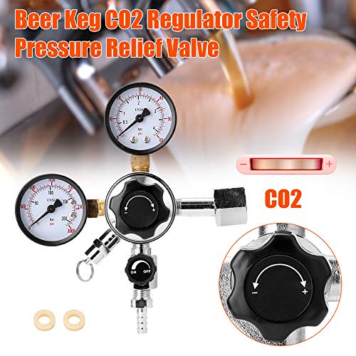 Baugger Beer Keg Co2 Regulator - Barril de Cerveza Regulador de Co2 Válvula de Alivio de Presión de Seguridad 0-3000 Psi Tanques Presión Ajustable