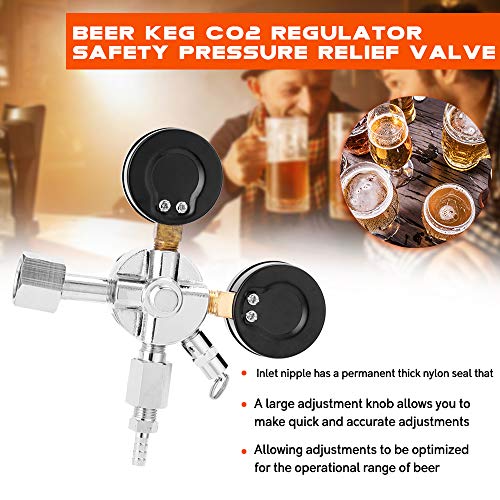 Baugger Beer Keg Co2 Regulator - Barril de Cerveza Regulador de Co2 Válvula de Alivio de Presión de Seguridad 0-3000 Psi Tanques Presión Ajustable