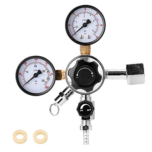 Baugger Beer Keg Co2 Regulator - Barril de Cerveza Regulador de Co2 Válvula de Alivio de Presión de Seguridad 0-3000 Psi Tanques Presión Ajustable