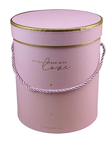 Bayli Juego de 3 Cajas Decorativas con Tapa, diseño de Ramo de Flores, Caja de Regalo Redonda, Caja de Regalo con cordón, Color Rosa