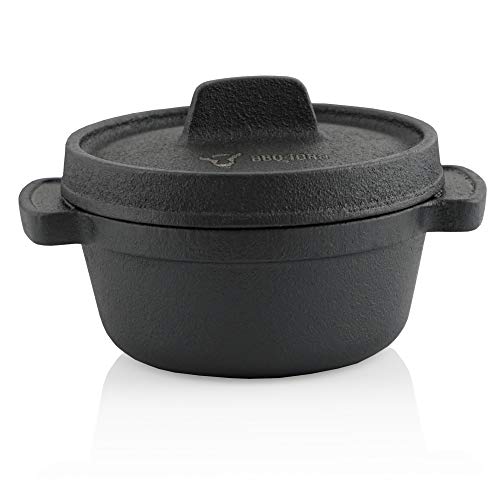 BBQ-Toro - Mini Juego de Horno Holandés I 6 PIEZAS I Ø 11 cm I Ya quemado - curado I Ollas de hierro fundido con tapa I Cacerola pequeña I Para cocinar asar freir guisar hornear gratinar