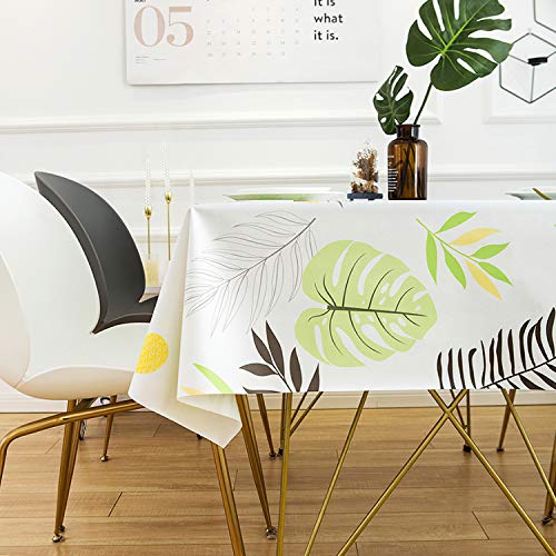Bbrand HETOOSHI Mantel para Mesa Rectangular de PVC Impermeable Resistente al Aceite Manteles de Plástico Antimanchas Hules para Mesas Comedor Cocina Multicolor (Patrón de la Hoja, 110 x 160 cm)