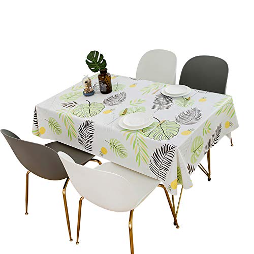 Bbrand HETOOSHI Mantel para Mesa Rectangular de PVC Impermeable Resistente al Aceite Manteles de Plástico Antimanchas Hules para Mesas Comedor Cocina Multicolor (Patrón de la Hoja, 110 x 160 cm)