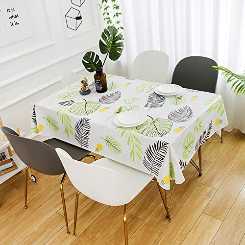 Bbrand HETOOSHI Mantel para Mesa Rectangular de PVC Impermeable Resistente al Aceite Manteles de Plástico Antimanchas Hules para Mesas Comedor Cocina Multicolor (Patrón de la Hoja, 110 x 160 cm)