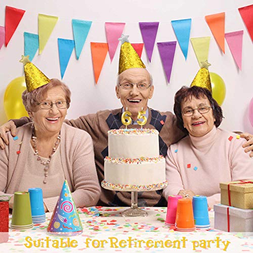 BBTO 10 Piezas Velas de Número Topper de Tarta 0-9 Dorado con 2 Sombreros de Cumpleaños Brillantes para Decoración de Fiesta de Cumpleaños