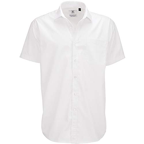 B&C - Camisa de Manga Corta Modelo Smart (Tallas Grandes) para Hombre Caballero - Fiesta/Trabajo/Eventos Importantes (4XL) (Negro)