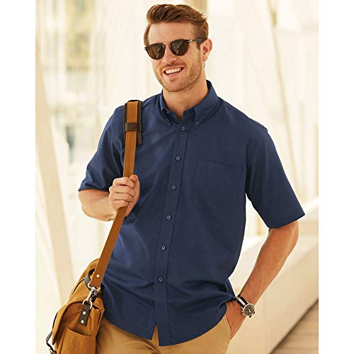 B&C - Camisa de Manga Corta Modelo Smart (Tallas Grandes) para Hombre Caballero - Fiesta/Trabajo/Eventos Importantes (4XL) (Negro)