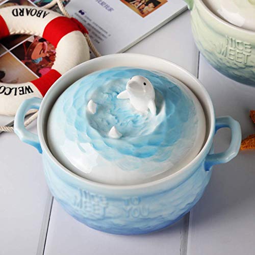 Bcanju Tazón Sopa Ensalada Menaje Vajilla Cubierto Ramen Residencia estudiantil Gran capacidad 850 ml Regalo perfecto,Azul,15,4 cm * 8 cm