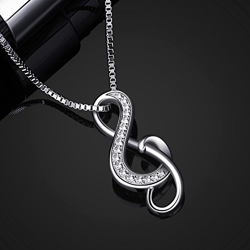 B.Catcher Collar Mujer 925 Plata de Ley ''Nota Musical'' con para Regalo Originales Cadena 45cm Longitud