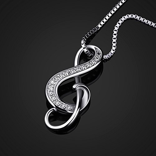 B.Catcher Collar Mujer 925 Plata de Ley ''Nota Musical'' con para Regalo Originales Cadena 45cm Longitud