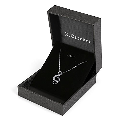B.Catcher Collar Mujer 925 Plata de Ley ''Nota Musical'' con para Regalo Originales Cadena 45cm Longitud