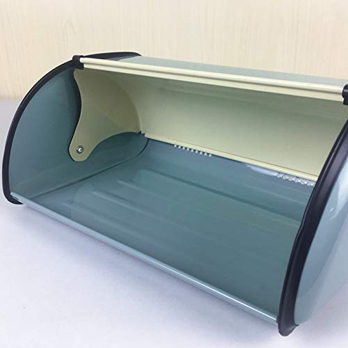 Bcela - Panera grande para cocina (metal), diseño vintage retro con tapa para panes, pan en rodajas, pasteles (gris)