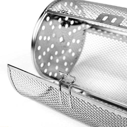 Bclaer72 Cesta de Horno de Acero Inoxidable, Cesta de asador para Asar, Jaula giratoria para Hornear Cacahuetes, nueces, almendras, Barbacoa, Utensilios para Hornear, Plateado, Tamaño Libre