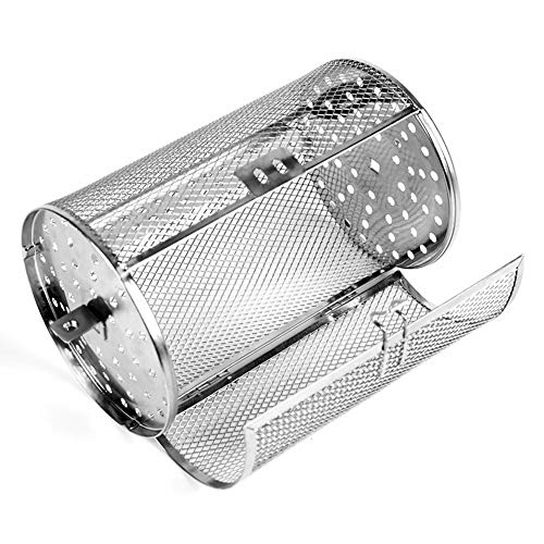 Bclaer72 Cesta de Horno de Acero Inoxidable, Cesta de asador para Asar, Jaula giratoria para Hornear Cacahuetes, nueces, almendras, Barbacoa, Utensilios para Hornear, Plateado, Tamaño Libre