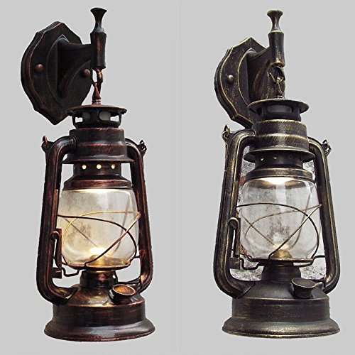 Bcyhh – Farol de pared vintage, rústico, clásico, de hierro forjado, 1 × E27, 220 V, metal, Rojo retro, E27, 40.0W, 220.00V